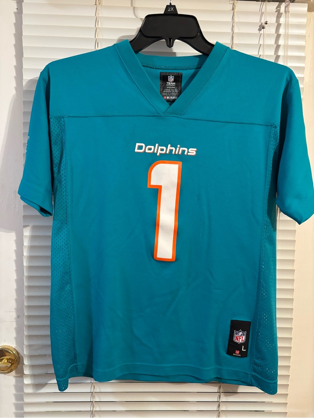 NFL Team Apparel Miami Dolphins Tua Tagovailoa #1 Youth Jersey Aqua Size Large